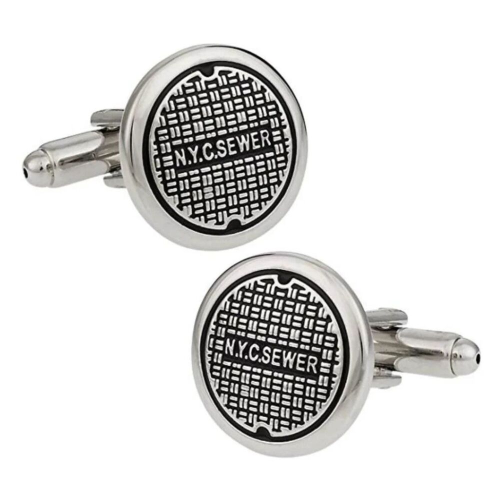 NYC Manhole Cover Cufflinks New York City Sewer Silver Tone